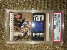 Marshall Faulk UD Victory St. Louis Rams Super Bowl Game Used Jersey Patch PSA 9