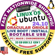 UBUNTU LINUX 24.10 BOOTABLE USB LATEST ORACULAR ORIOLE AMD64 for MAC  PC