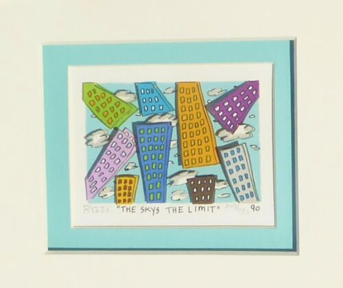 James Rizzi the skys the limit 1990 handsigniert 3-D Serigrafie gerahmt Pop Art - Bild 4 von 6