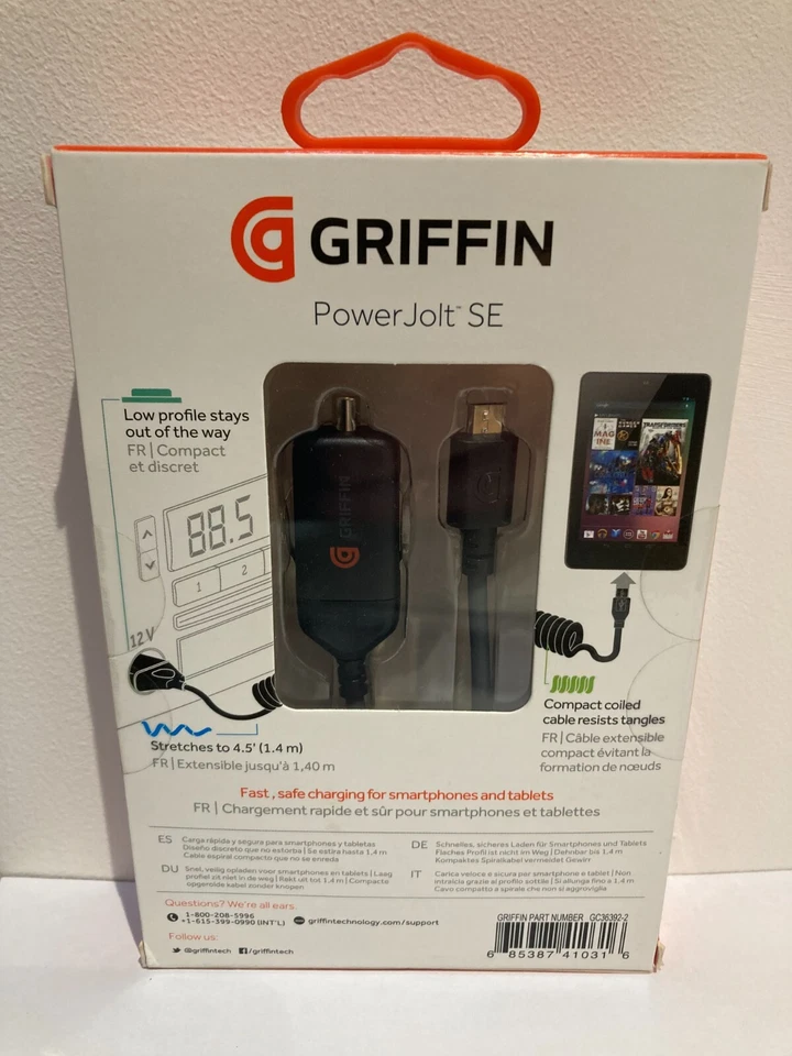 Cargador de automóvil compacto en espiral genuino Griffin micro USB Foto 2 de 2