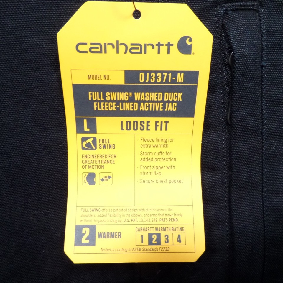 Carhartt Full Swing Armstrong Fleece Lined Jacket Black Men's Size XL