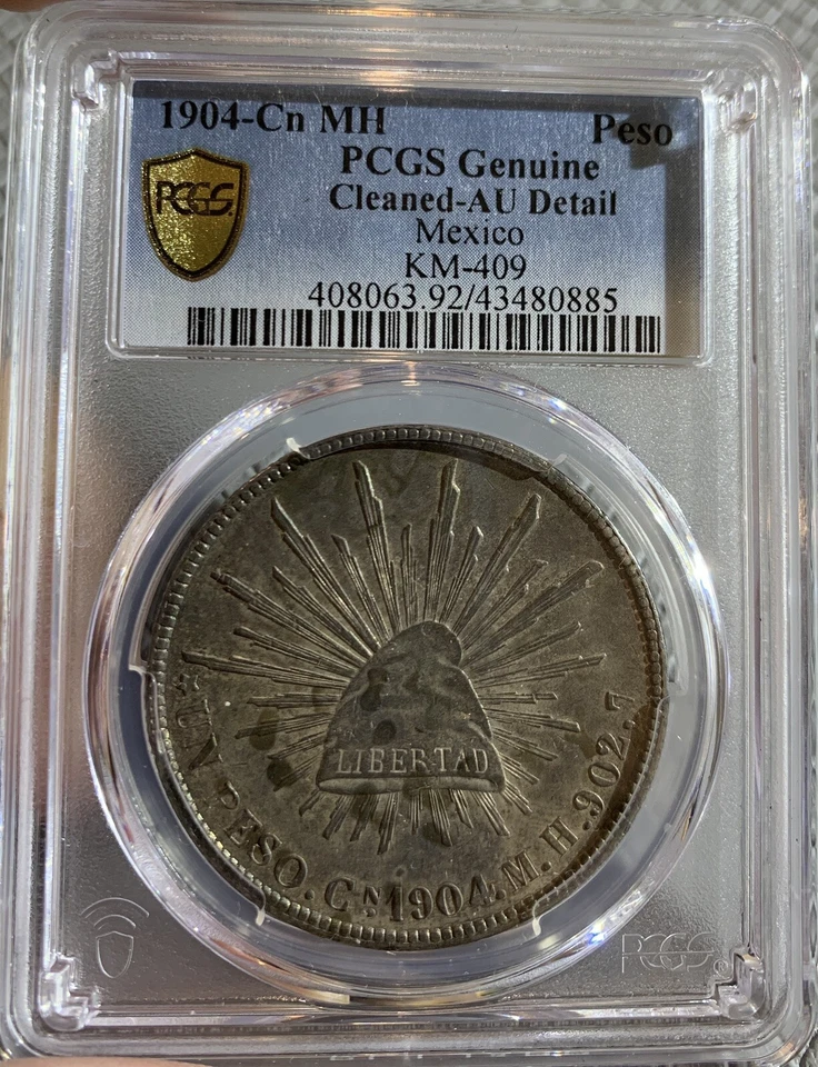 MONEDA DE PLATA PESO MÉXICO 1904 CN MH PCGS AU Foto 2 de 2