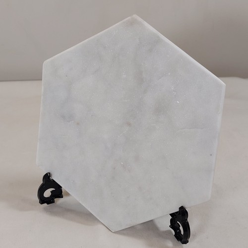 White Marble Hexagonal Trivet Surface Saver Heat Resistant Kitchen Decor - Picture 2 of 9