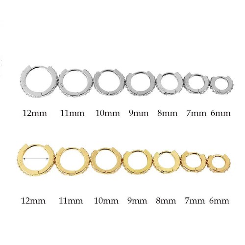 1Pair Stainless Steel Minimal Hoop Earrings Crystal Zirconia Small Huggie Thin C - Picture 7 of 38