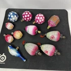 12 Vtg Figural Christmas C6 Glass Light Bulbs Fruit Lantern Bird Stars Not Test