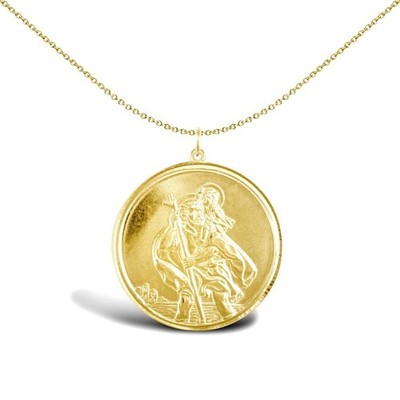 Doppelseitiger Christophorus-Medaillon-Anhänger 9 kt Gold Jewelco London