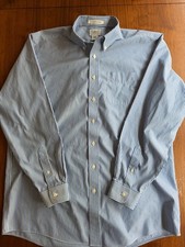 L.L. Bean Men's 17-36 Wrinkle Resistant Blue and White Striped Button Down