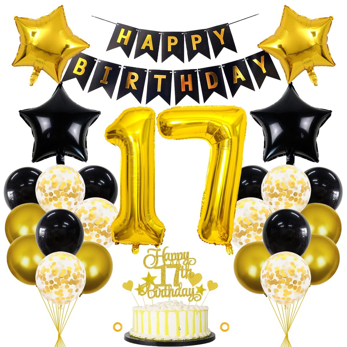 Ballon 17e anniversaire bleu et argent pour décoration d'anniversaire de garçon ou fille