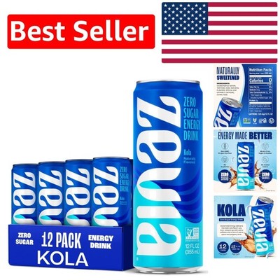 Zero Sugar Kola Energy Drink - 12 Cans, Naturally Sweetened,  & Gluten-Free