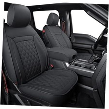 F150 Faux Leather Seat Covers Fit for 2015-2025 2015-2026 Full Set Black