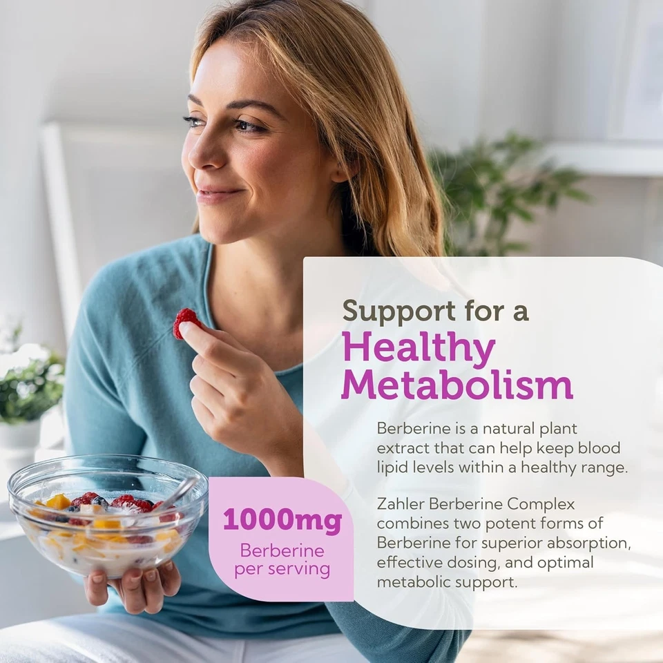 Berberina Zahler 550mg con Berbevis - Metabolismo y soporte de glucosa - 120ct. Foto 2 de 4