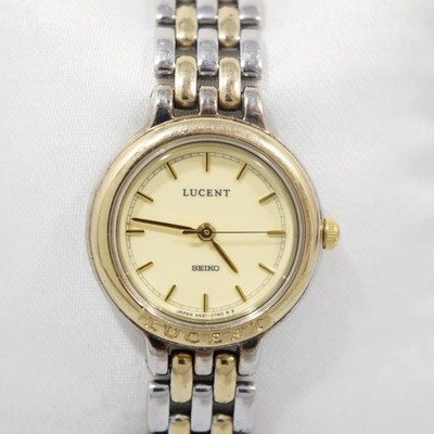 Seiko Lucent 4N21-0350 Damenuhr Beige Gold Silber Zifferblatt