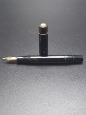 Vintage 1930s Montblanc 136G Fountain Pen Black Striated Celluloid 14K OB Nib 