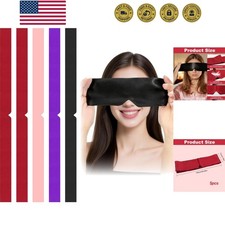 5 Pcs Blindfold for Adults Couples, Soft Imitated Silk Sleep Mask, Adjustable...