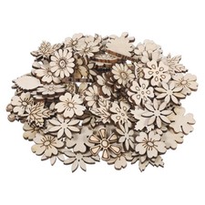 100 PCS Unfinished Wood Flowers Slice Leaf Pattern 2cm/0.78 inches,