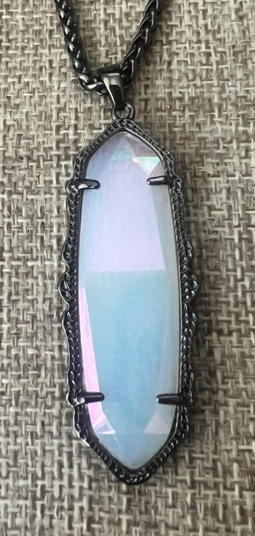 Kendra Scott Frances Mystic Bazaar Gunmetal Black Opalite Necklace