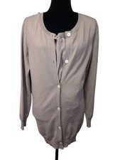 Miu Miu 100 Wool Cardigan Sweater Dusty Mauve Silk Insert Italy 44 US 8