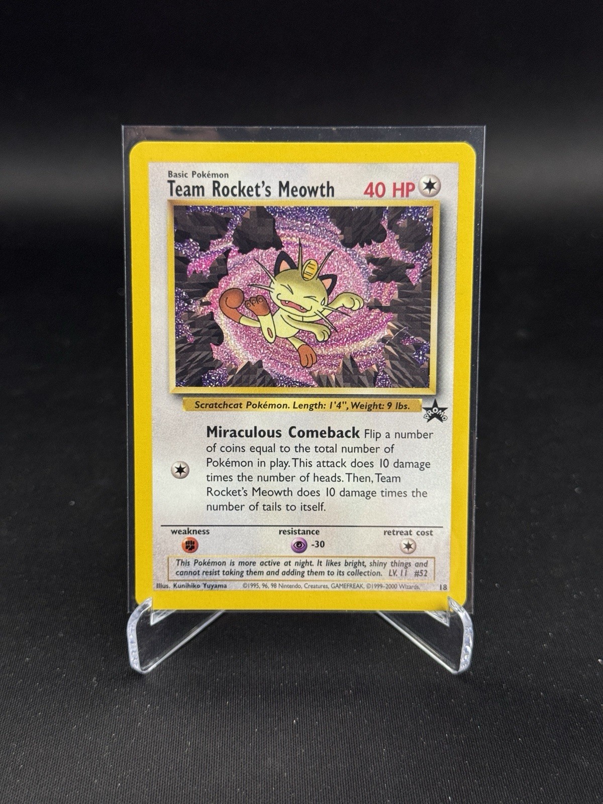 Team Rocket's Meowth 18 - Pokemon WOTC Black Star Promo