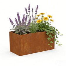 Corten Steel Planter 36x12x16 Inch Rectangular Planters Metal Garden Planter Box