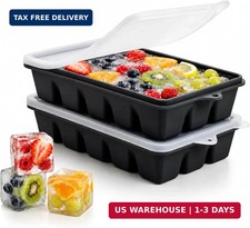 Silicone Ice Cube Trays with Lid, NRTBAI 2 Pack Ice Cube Molds, Easy Release Ice