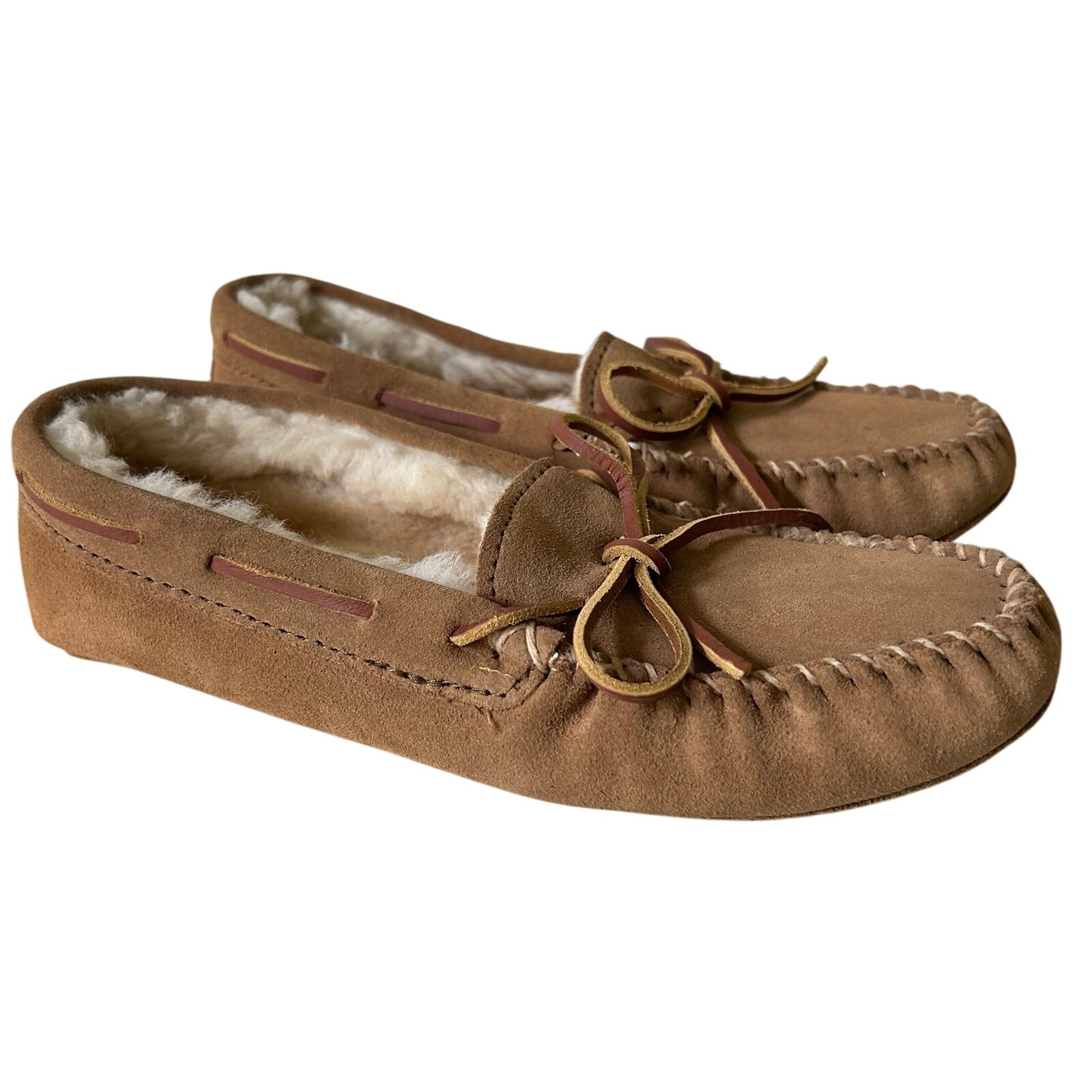 SAOLA Minnetonka mocassini pantofole pelle di pecora suola morbida fodera lana donna 8