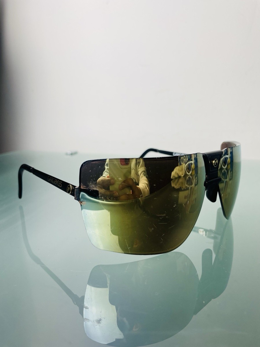 希少モデル　gargoyles フリップアップ　 サングラス　used. RARE Vtg Gargoyles Gold Reflective Sunglasses Terminator Arnold