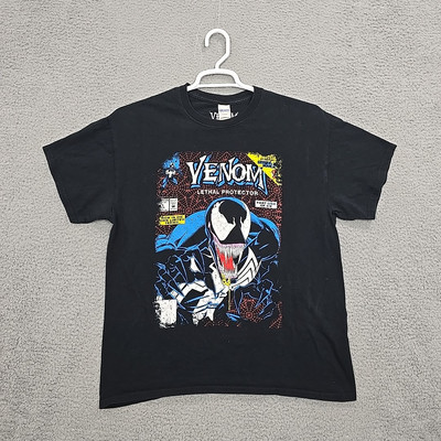 Spiderman Marvel Venom Shirt Mens Large Lethal Protector  Comic Book Cover Black