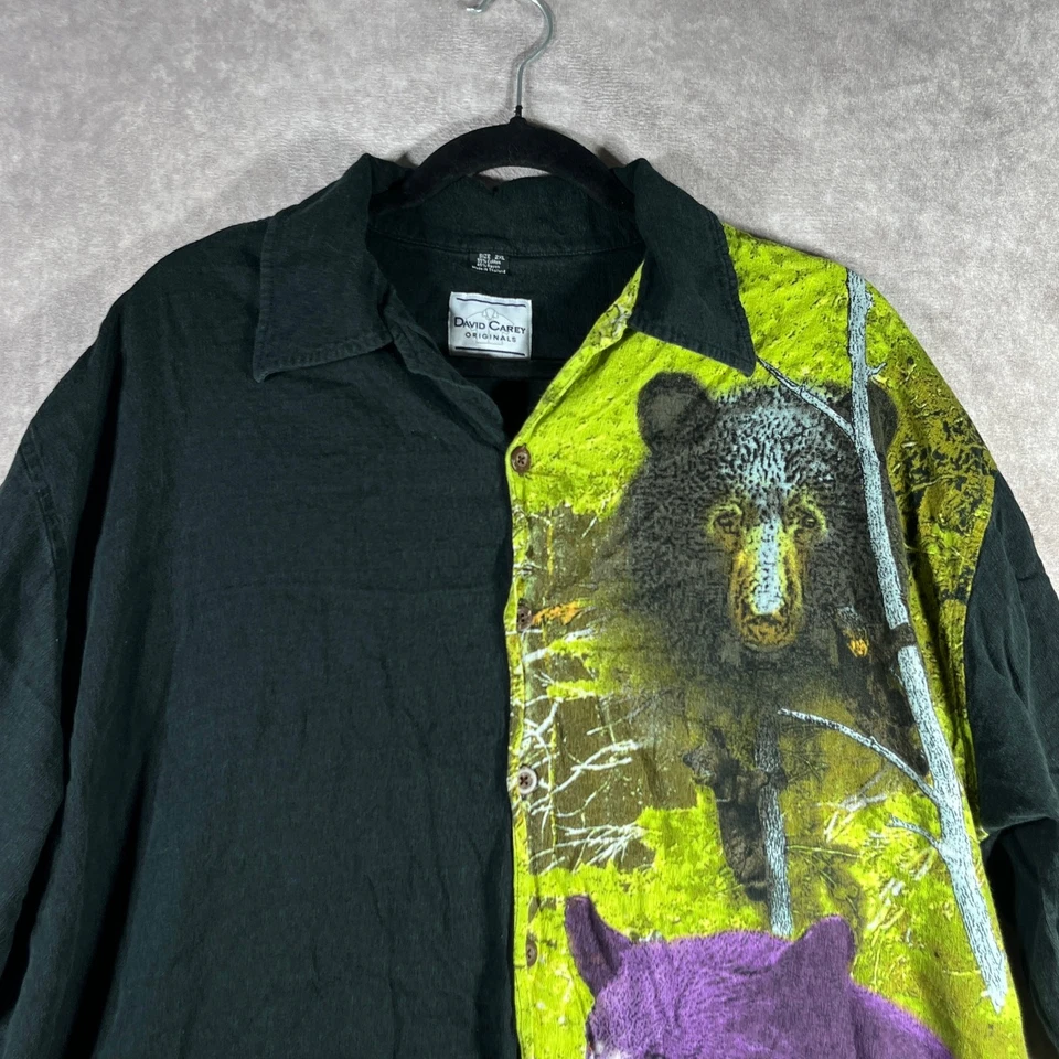 Camisa David Carey Original Para Hombres 2XL Osos Negros Animales Salvajes Estampado Abotonable Foto 2 de 4
