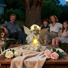 Garden Solar Angel Statue with LED Lights Angelic Outdoor Decorative Yard Figure