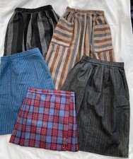 Vintage 1980s Girls Wool-Blend Skirts: 3 Midi, 1 Pencil, 1 Kilt , 22-24 In Waist