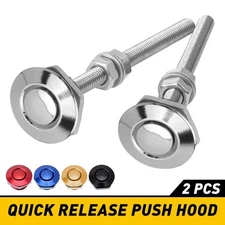 Push Button Quick Release Hood Bonnet Pins Lock Clip Car Bumper Latch Kit Silver
