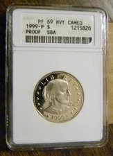 1999 P Susan B Anthony Dollar PF69 Hvy Cameo ANACS Vintage Soapbox Holder