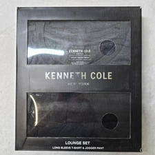 Kenneth Cole Lounge Set Mens Medium Long Sleeve T Shirt Jogger Pant Charcoal NEW