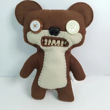 Fuggler Brown Bear Plush Spin Master 9" Funny Ugly Monster Button Eyes Teeth Toy