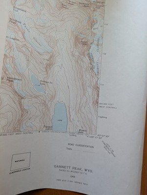 USGS Topo Map 7.5' Gannett Peak, WYOMING N4307.5-W10937.5 (1968)