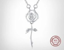 rose Necklace, rose Pendant, Gold rose necklace, silver rose necklace