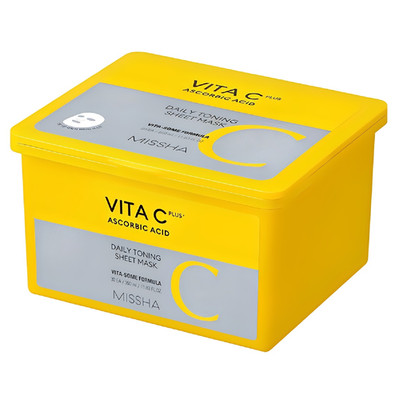 MISSHA Vita C Ascorbic Acid Daily Toning Sheet Mask 30ea 350ml (11.83oz)