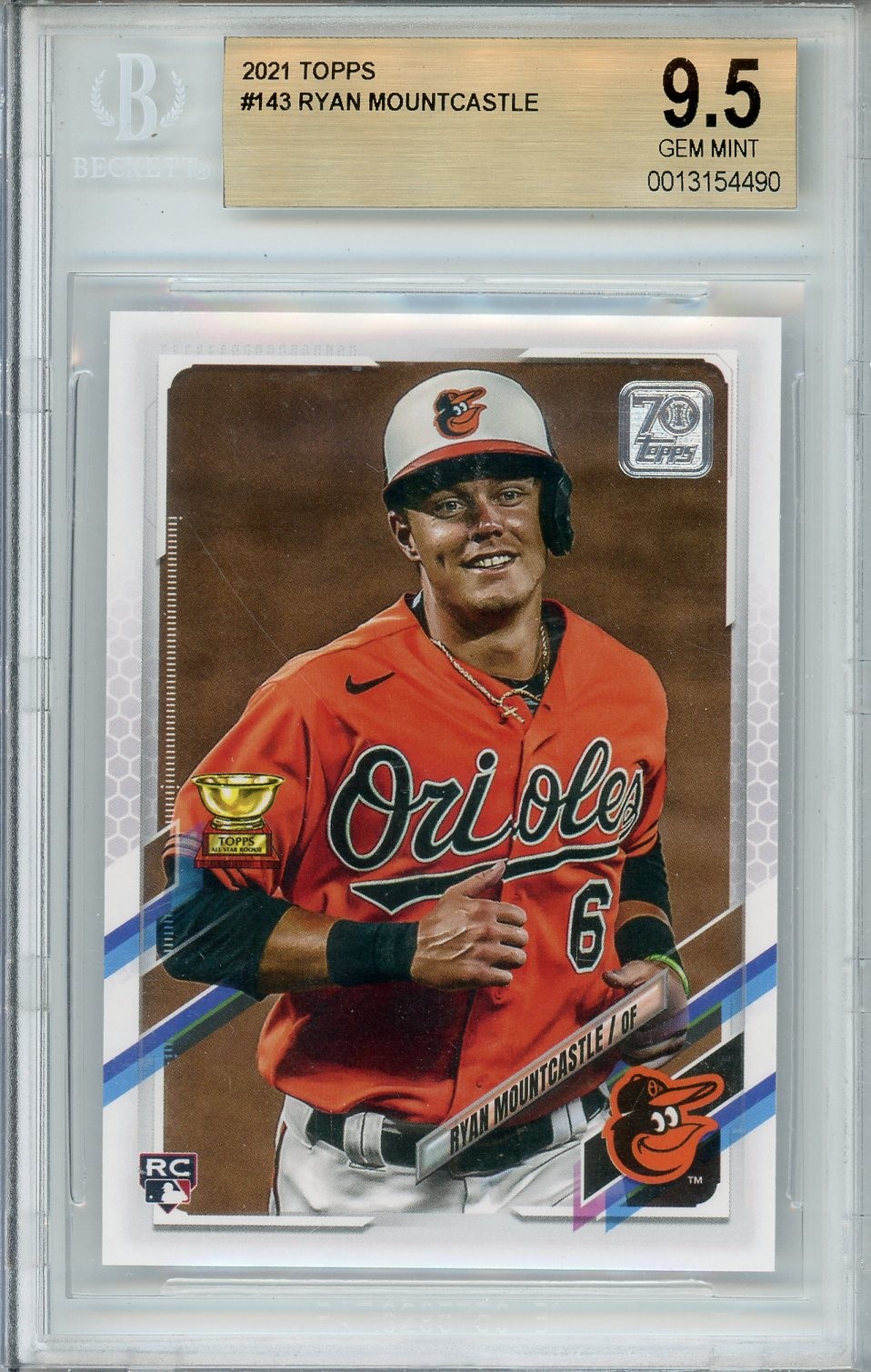 2021 Topps Ryan Mountcastle Rookie #143 BGS 9.5 GEM MINT Baltimore Orioles