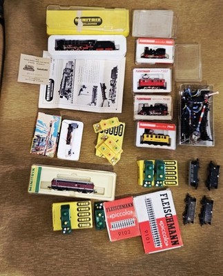 Collection of model railways, tracks, locomotives  accessories Trix Fleischmann