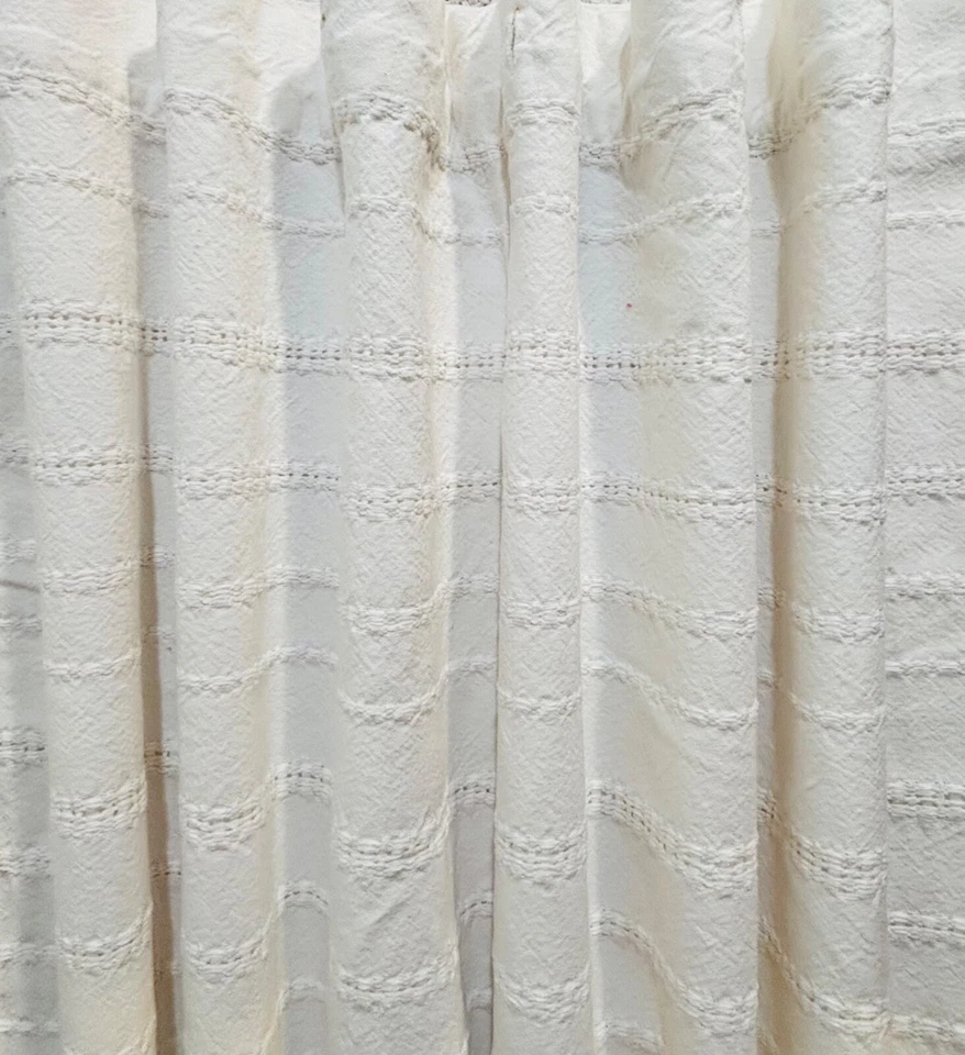 Cortina de ducha 100 % algodón bordada tela a rayas ducha Foto 4 de 4