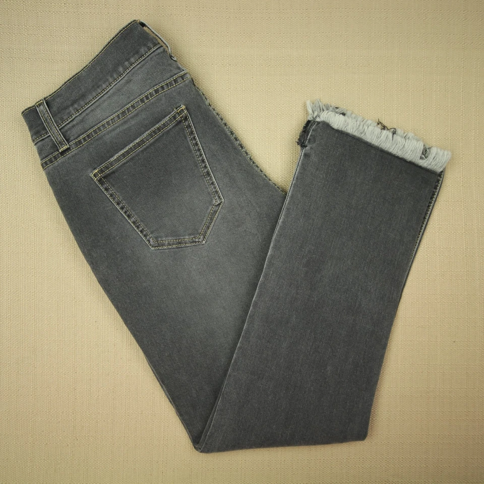Pantalones de mezclilla para mujer Current/Elliott recortados rectos talla 26 con dobladillo gris Foto 4 de 4