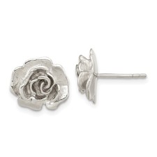 12.84mm Sterling Silver Rose Post Earrings