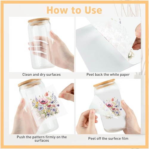 UVDTF Cup Wrap Sticker - 20 PCS Flower UV DTF Transfer for Mug, 8017 - Picture 4 of 6