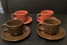 Homer Laughlin Fiestaware Chocolate & Paprika Tea Cup and Saucer Lot.