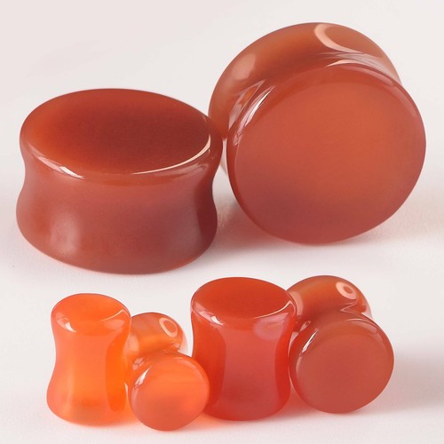 PAIR-ORGANIC-STONE-SADDLE-EAR-GAUGES-PLUGS-DOUBLE-FLARED-FLRSH-TUNNELS-EYELETS - Picture 24 of 38