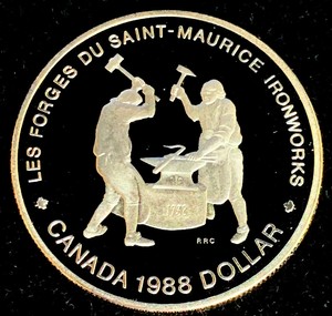 1988-Canadian-1-00-Silver-Proof-Dollar-034-Saint-Maurice-Ironworks-034
