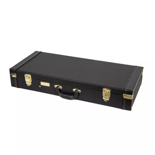 Crossrock Rectangular Wooden Case fits F-Style Mandolin-with Metal Feet Black