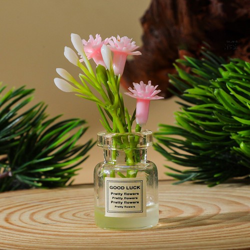 2pcs Mini Flower Vase Dollhouse Accessories Simulation Pink Rose White Jasmi _in - Picture 9 of 11