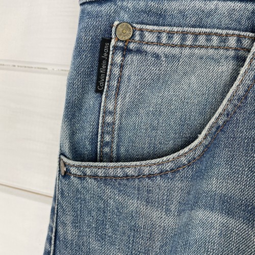 CALVIN KLEIN Jeans Mens Size 36 Blue Mid Wash Denim Logo Straight Leg Capsule - Picture 5 of 12