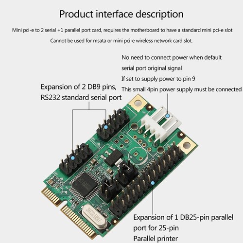 MINI PCI-E PCIE to DB9 DB25 RS232 Serial Com Adapter Card for Smart WCH382L Chip - Picture 3 of 5